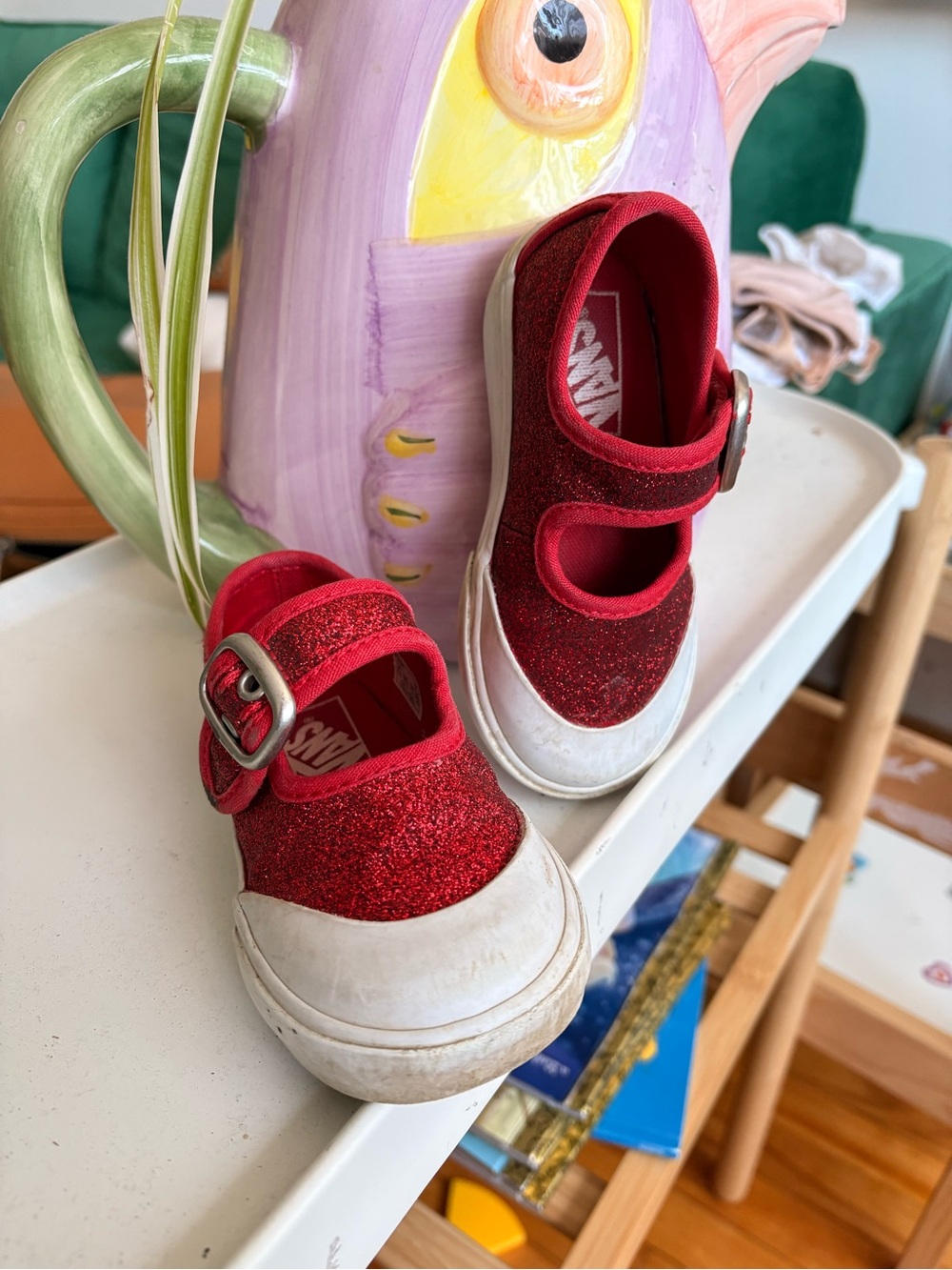 Vans Kids Sparkle Red Mary Jane Sneakers